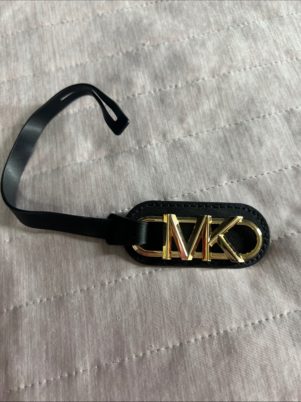 Michael Kors Black Leather Key/Card Holder with Gold MK Logo